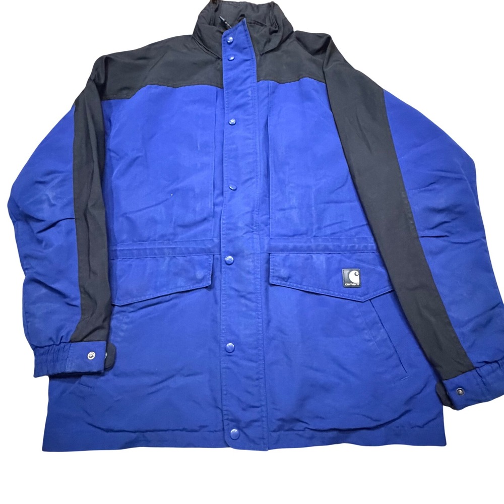 Vintage Carhartt Jacket Mens Blue Black 3X Colorblock Mesh Lined Utility Coat ws